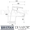 Bristan Orta Basin Mixer without Waste Dimensions